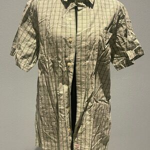 Izod Saltwater Green and White Plaid Shirt